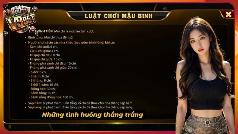 Quy định thắng trắng trong game bài mậu binh